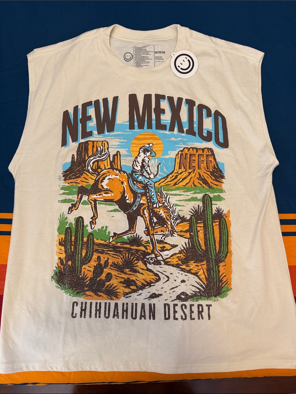 NEFF New Mexico Chihuahuan Desert Graphic Tank - Cream with Orange & Teal
